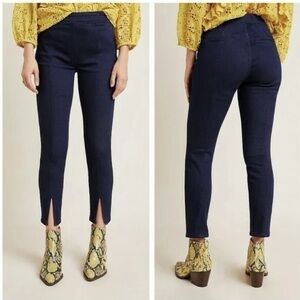 ANTHROPOLOGIE Pilcro Slit-Front Skinny Jeans Stretch Dark Wash Size 32